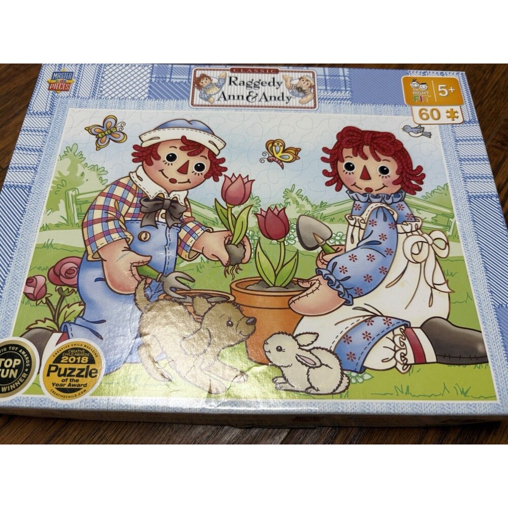 Vintage MasterPiece 60 Piece Jigsaw Puzzle "Raggedy Ann & Andy Plant Flowers" G1
